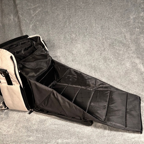 Backpack Changing Bag Quilted Leather Cream Black Travel Bag - Picture 14 of 16